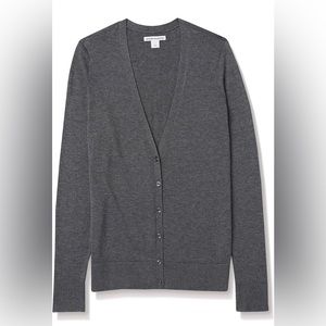 AMAZON ESSENTIALS NWT BUTTON-DOWN CHARCOAL CARDIGAN SIZE XS